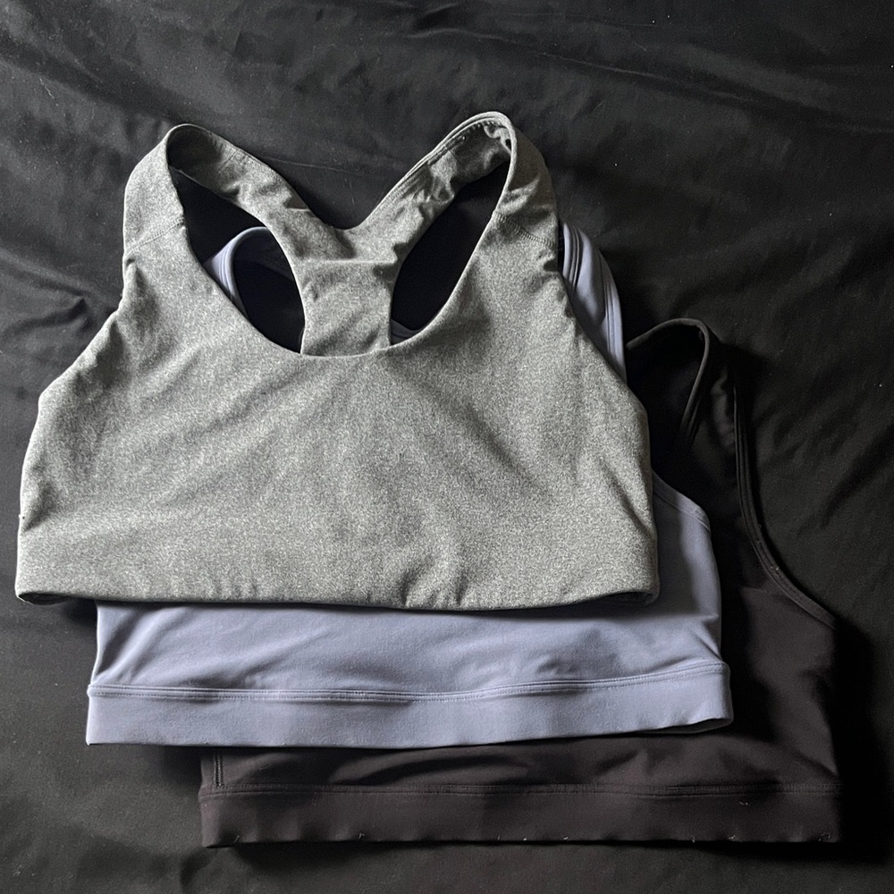 Old Navy Racerback Sports Bra Trio - Gray, Purple, and Black
